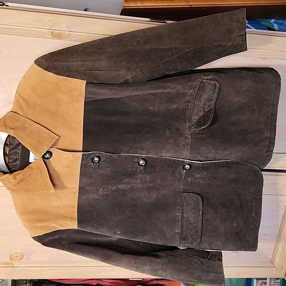 Michael Mims Kathy Cole Vintage Western Two Tone Suede Leather Coat Sz 1X